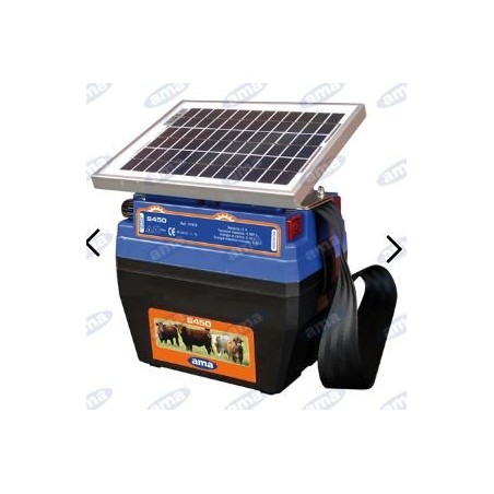 Electrificador para ranchos AMA S450 con panel solar de 5W y batería 91918 | Newgardenstore.eu