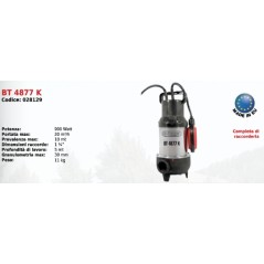 Bomba sumergible para aguas residuales BT 4877 K ELPUMPS 900 Watt | Newgardenstore.eu