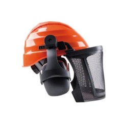 Elmetto 2704 FND forestale in plastica protezione orecchie e visiera in acciaio | Newgardenstore.eu