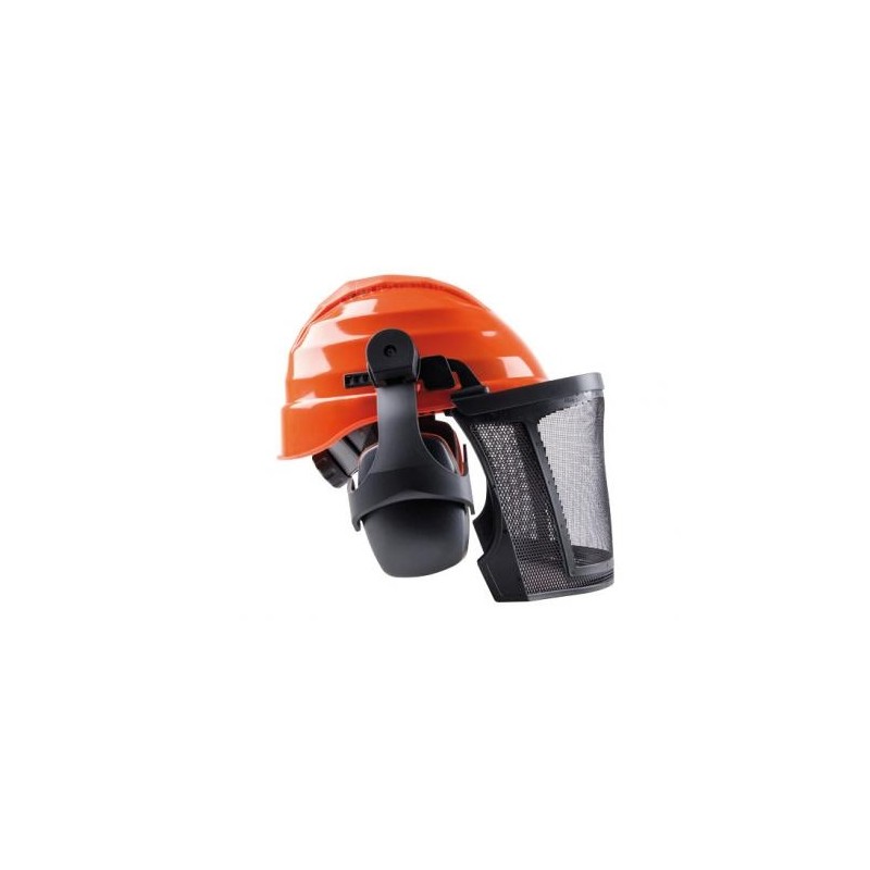 Helmet 2704 FND forestry plastic ear protection and steel visor