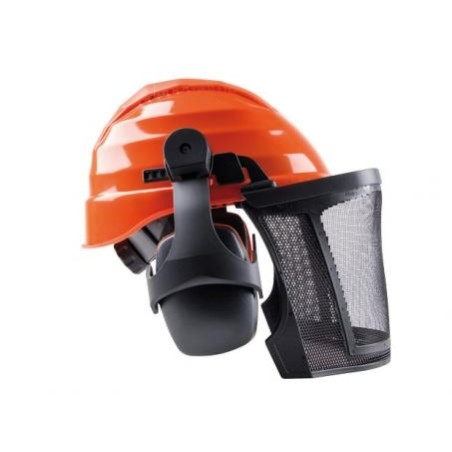 Helmet 2704 FND forestry plastic ear protection and nylon visor | Newgardenstore.eu
