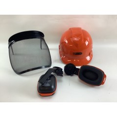 Forestry helmet plastic hearing protection visor and adjustable ear muffs