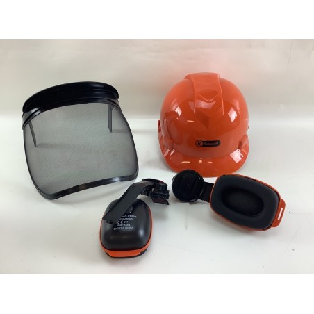 Casco forestal protección auditiva de plástico visera y orejeras ajustables | Newgardenstore.eu