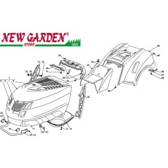 Exploded view bodywork 102cm PT190hd lawn tractor CASTELGARDEN spare parts
