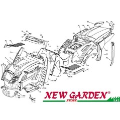 Exploded view bodywork 102cm XT190HD lawn tractor CASTELGARDEN spare parts | Newgardenstore.eu