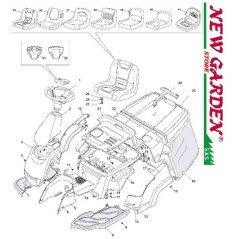 Exploded view bodywork 66cm XE866B B&S875 EL.START lawn tractorCASTELGARDEN