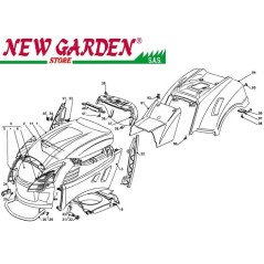 Exploded view bodywork 84cm J135H lawn tractor CASTELGARDEN 2002-13 spare parts