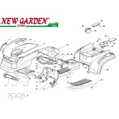 Exploded view bodywork 84cm PDC140 lawn tractor CASTELGARDEN 2002-13 spare parts