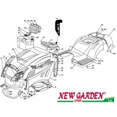 Exploded view bodywork 98cm XL160HD lawn tractor CASTELGARDEN spare parts2002-13 | Newgardenstore.eu