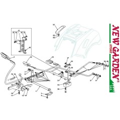 Exploded view gearbox brake control 102cm PT170HD lawn tractor CASTELGARDEN