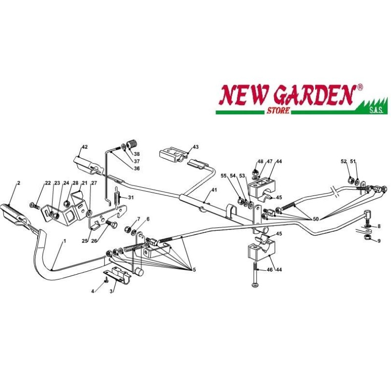 Exploded view gearbox brake control 102cm PTC220HD lawn tractor CASTELGARDEN