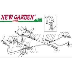 Exploded view gearbox brake control 102cm XT150HD lawn tractor CASTELGARDEN spare parts