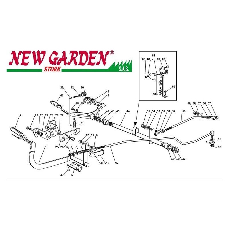 Exploded view gearbox brake control 102cm XT160HDC lawn tractor CASTELGARDEN spare parts