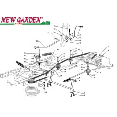 Exploded view gearbox brake control 84cm PDC140 lawn tractor mower CASTELGARDEN2002-13