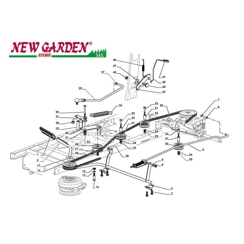 Despiece caja de cambios mando freno 84cm PDC140 tractor cortacésped CASTELGARDEN2002-13