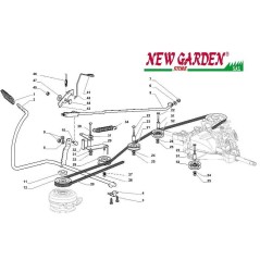 Exploded view gearbox brake control 84cm XDC135HD lawn tractor CASTELGARDEN | Newgardenstore.eu