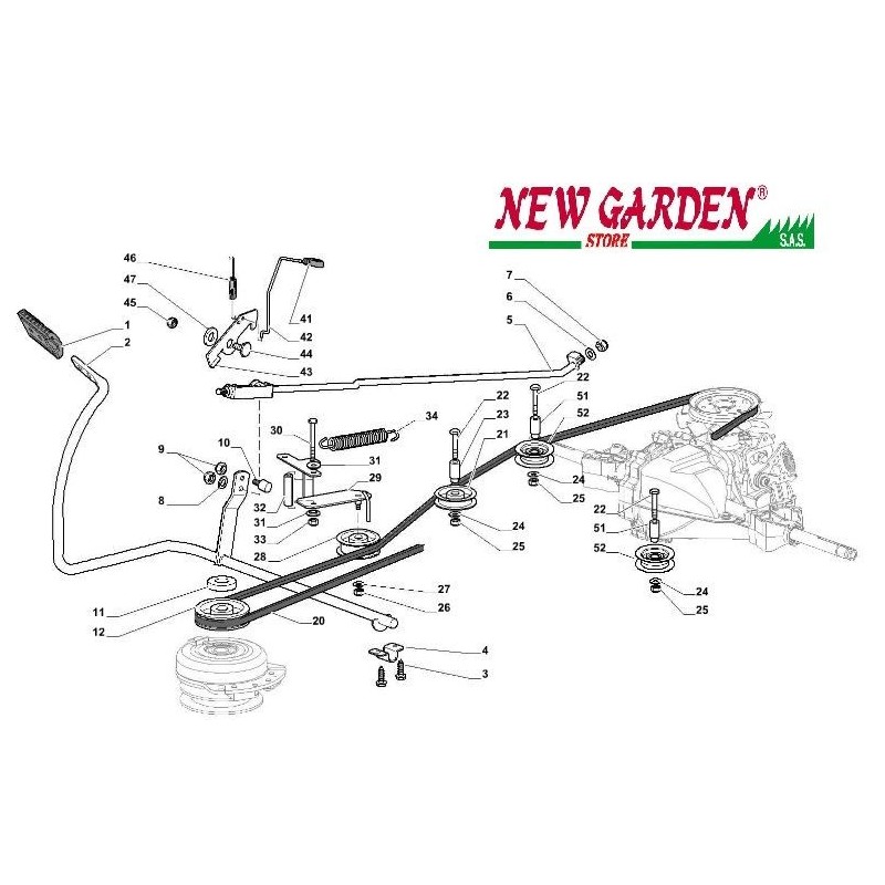 Exploded view gearbox brake control 84cm XDC135HD lawn tractor CASTELGARDEN