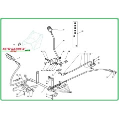 Exploded view gearbox brake control tractor 92cm PG 170 CASTELGARDEN GGP STIGA