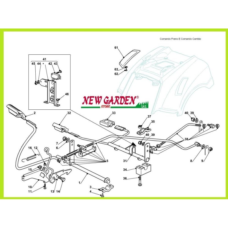 Caja de cambios de mando de freno expuesta 92cm PG135HD tractor de césped CASTELGARDEN GGP STIGA