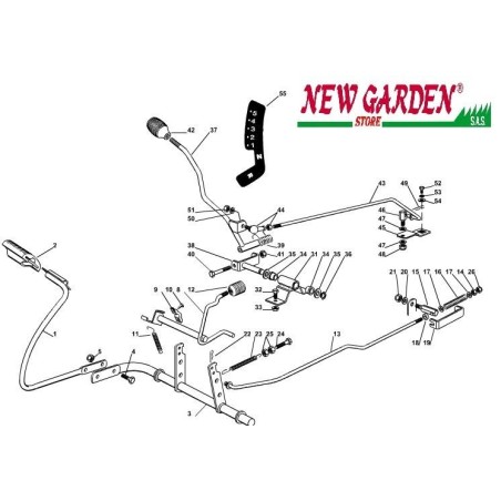 Exploded view gearbox brake control lawn tractor 72cm XF130 CASTELGARDEN 2012-13 | Newgardenstore.eu