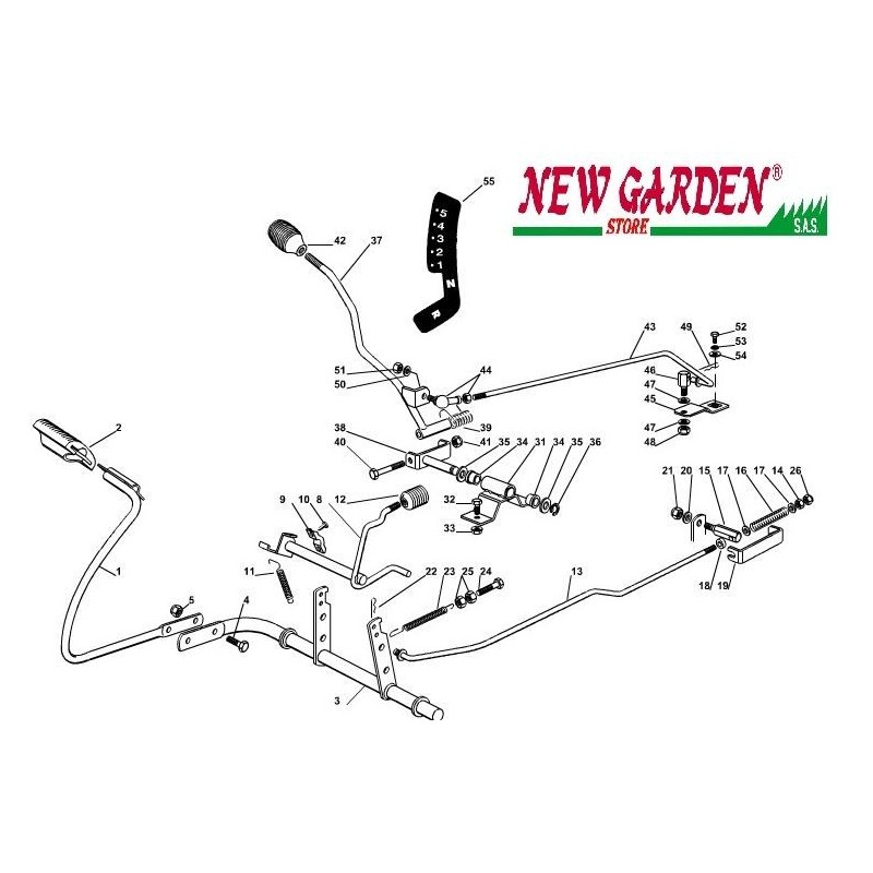 Exploded view gearbox brake control lawn tractor 72cm XF130C CASTELGARDEN