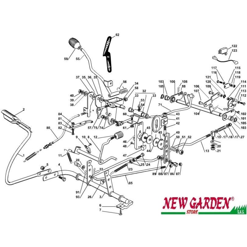 Auspuff-Brems-Steuerungs-Getriebe Rasentraktor 72cm XF130HD CASTELGARDEN