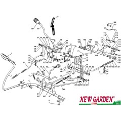 Exploded view gearbox brake control lawn tractor 72cm XF135HD CASTELGARDEN