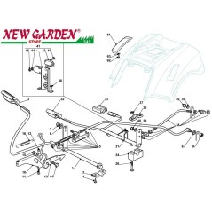 Vue éclatée boîte de vitesse commande de frein tracteur de pelouse 98cm XD150HD CASTELGARDEN | Newgardenstore.eu