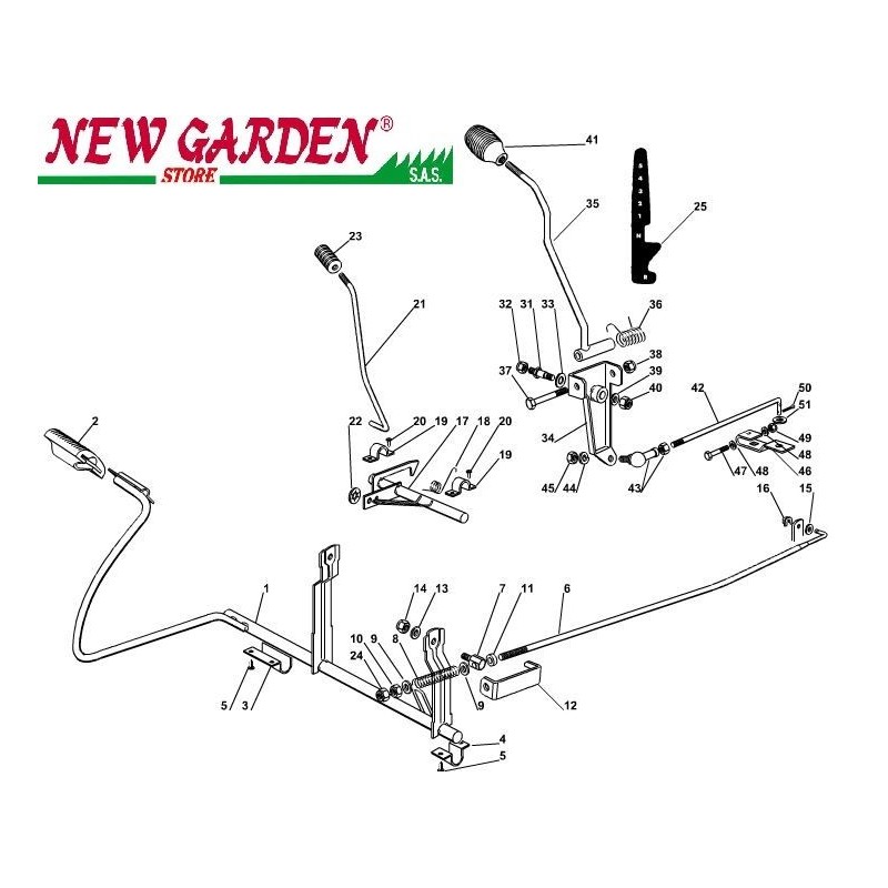 Exploded view gearbox brake control lawn tractor 98cm XL140 CASTELGARDEN 2002-13