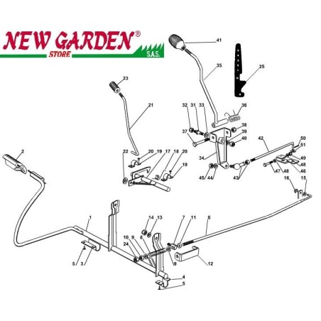 Despiece caja de cambios mando freno tractor 98cm XL140 CASTELGARDEN 2002-13 | Newgardenstore.eu