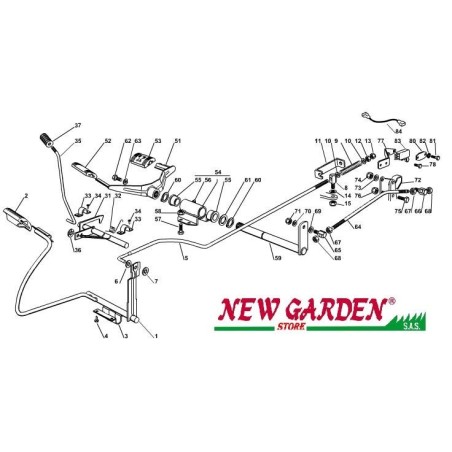 Exploded view gearbox brake control lawn tractor 98cm XL160HD CASTELGARDEN | Newgardenstore.eu