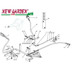 Exploded view gearbox brake control102cm PT140 lawn tractor CASTELGARDEN spare parts