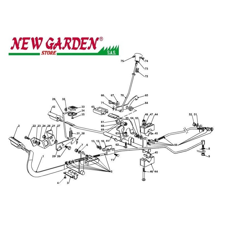 Exploded view gearbox brake control102cm TN170H lawn tractor CASTELGARDEN spare parts