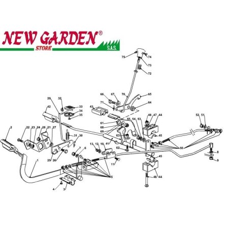 Exploded view gearbox brake control102cm TN170H lawn tractor CASTELGARDEN spare parts | Newgardenstore.eu