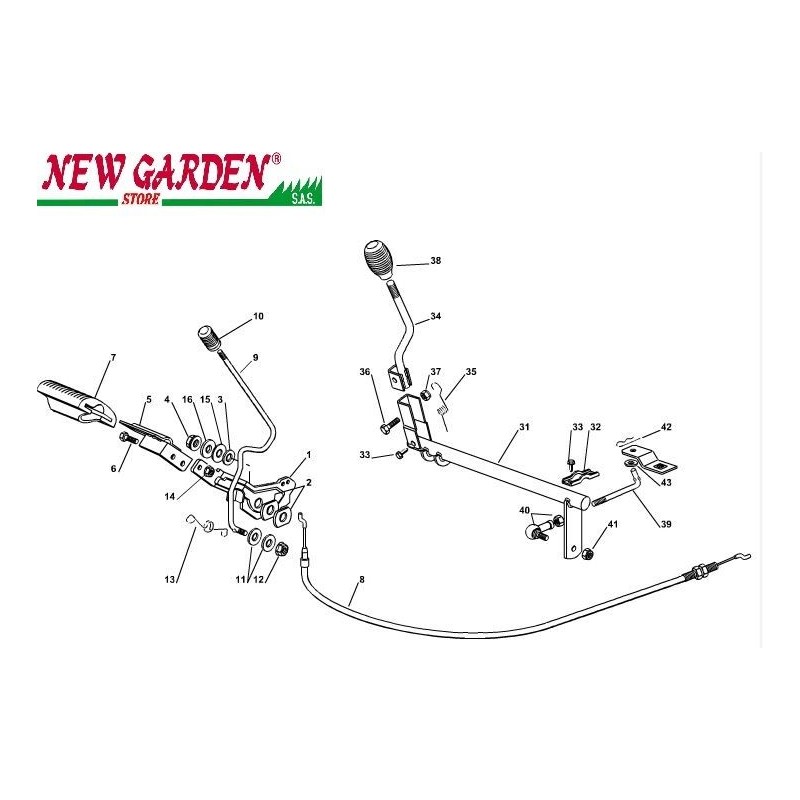Exploded view brake transmission lawn tractor EL63 XE70 CASTELGARDEN