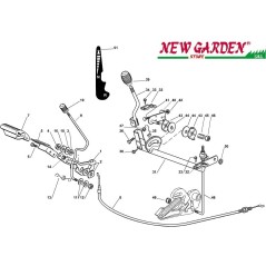 Exploded view of transmission control brake lawn tractor EL63 XE70VD CASTELGARDEN