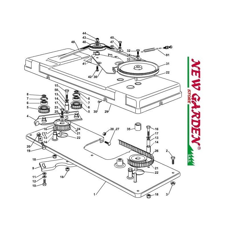 Exploded view blade coupling 102cm XT175HD lawn tractor CASTELGARDEN spare parts