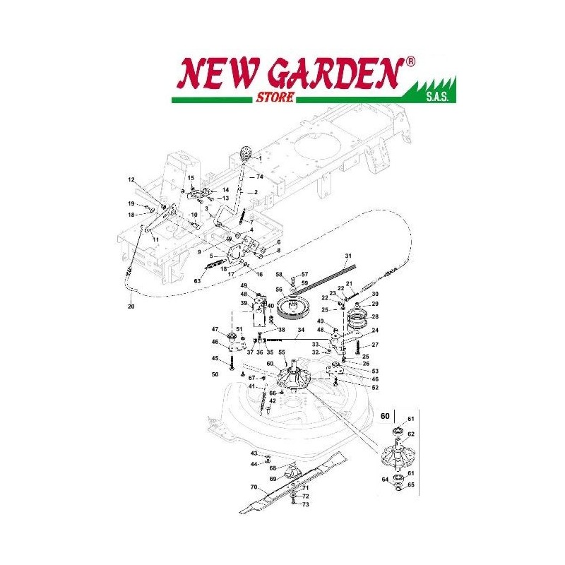 Exploded view blade engagement 66cm XE 866 B B&S 875 CASTELGARDEN lawn tractor