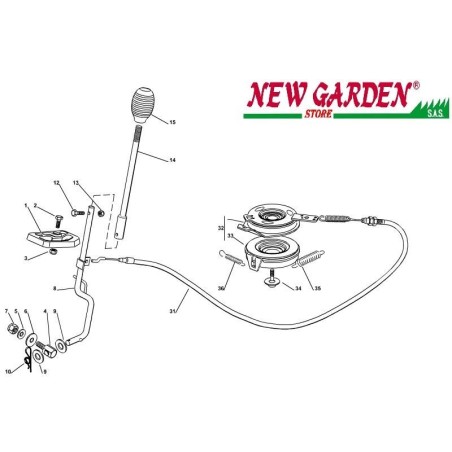 Vue éclatée accouplement lame tracteur de pelouse EL63 XE70 CASTELGARDEN 2012-13 pièces détachées | Newgardenstore.eu