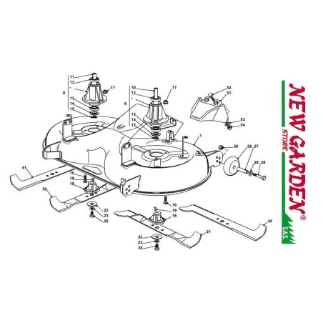 Explosionszeichnung Schneidwerk 102cm XT140 Rasentraktor CASTELGARDEN 2002 - 2013 | Newgardenstore.eu