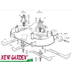 Esploso piatto di taglio 102 cm TC102 XT160 trattorino CASTELGARDEN ricambi | Newgardenstore.eu