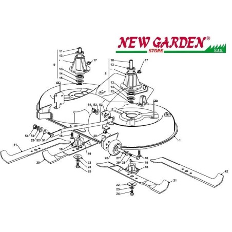 Explosionszeichnung Schneidwerk 102cm PT140 Rasentraktor Mäher CASTELGARDEN 2002-13 | Newgardenstore.eu