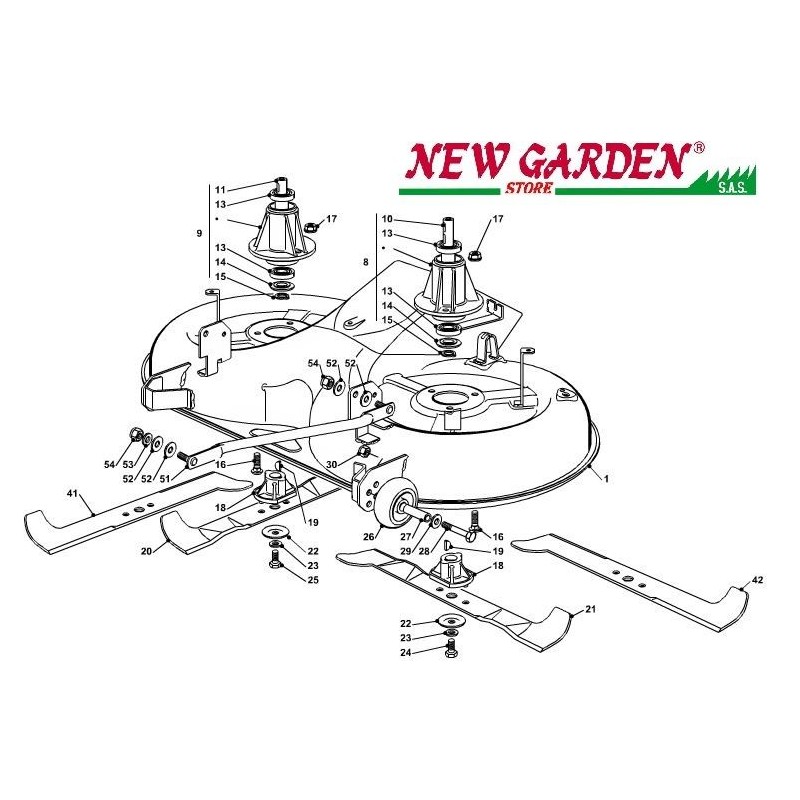 Exploded view cutting deck 102cm XT250HD lawn tractor CASTELGARDEN 2002-13