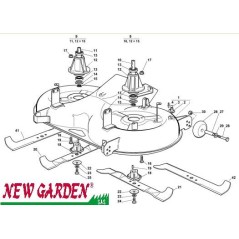 Exploded view cutting deck 122cm XX220HD lawn tractor CASTELGARDEN 2002-13