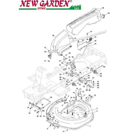 Explosionszeichnung Mähwerk 66cm XE866B B&S875 Rasentraktor CASTELGARDEN | Newgardenstore.eu