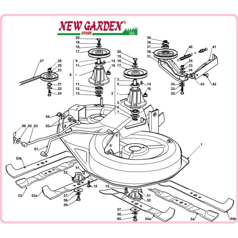 Exploded view cutting deck 92cm TC 12 5/92 G lawn tractor CASTELGARDEN GGP STIGA