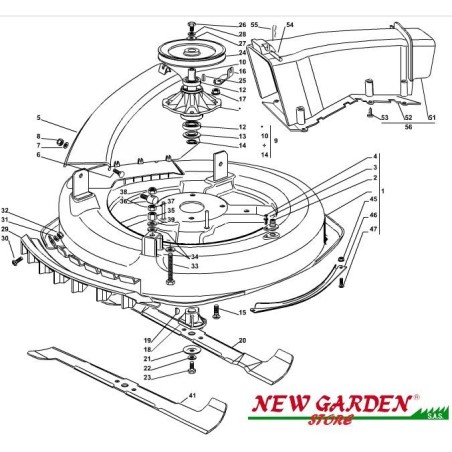 Explosionszeichnung Mähwerk Rasentraktor 72cm XF130C CASTELGARDEN 2012-13 | Newgardenstore.eu