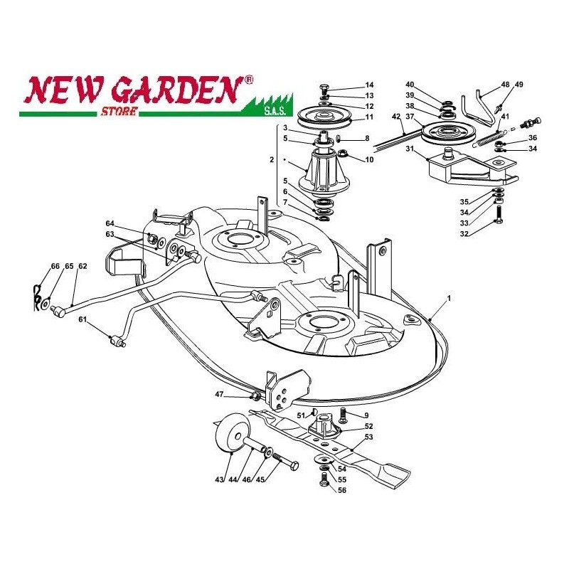 Exploded view cutting deck 98cm XD140 lawn tractor CASTELGARDEN spare parts