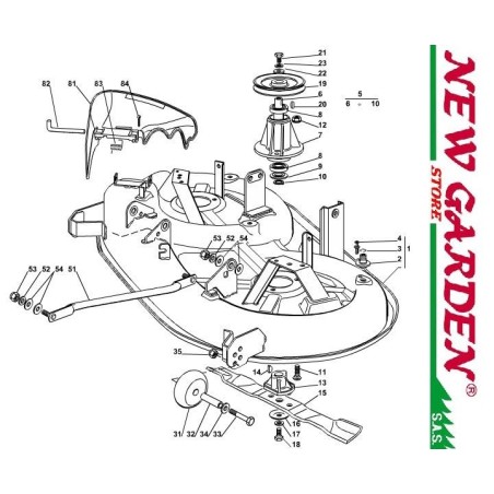 Explosionszeichnung Mähdeck 98cm XL140 CASTELGARDEN Rasentraktor Ersatzteile | Newgardenstore.eu