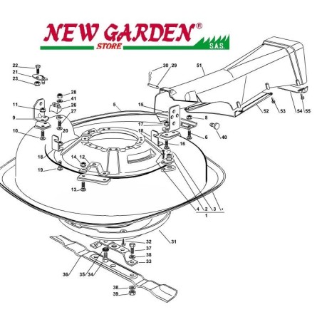 Explosionszeichnung Schneidwerk EL63 PE60VD Rasentraktor CASTELGARDEN Ersatzteile | Newgardenstore.eu